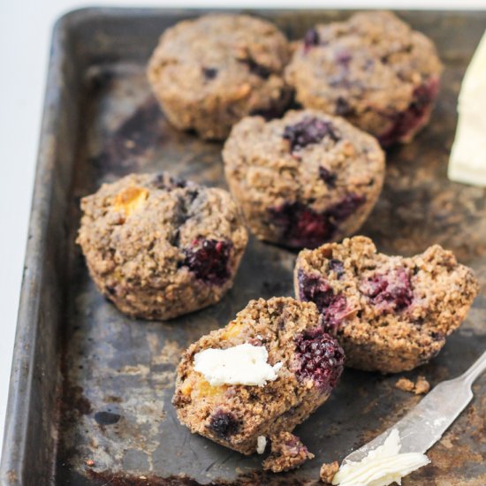 Vegan Blackberry Peach Bran Muffins