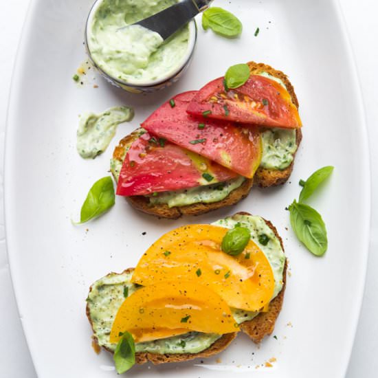 Open Faced Tomato Sandwich