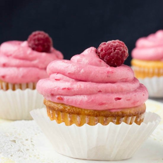 Lemon Cupcakes w/ Raspberry Frosting