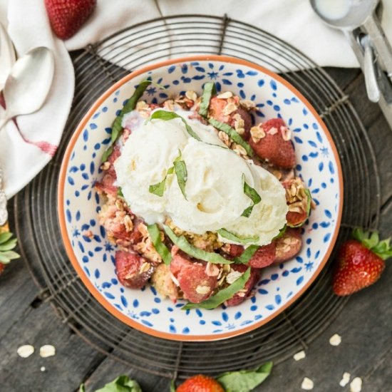 Strawberry Basil Crockpot Cobbler