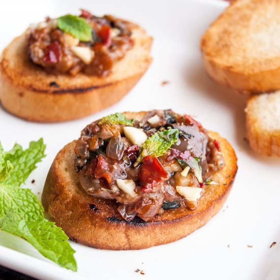 Eggplant caponata crostini