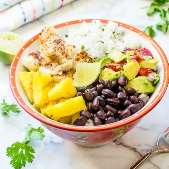 Fish Taco Bowls w/Grilled Pineapple