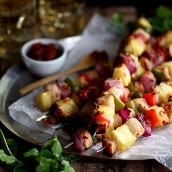 Pineapple Pepper Chicken Kebobs