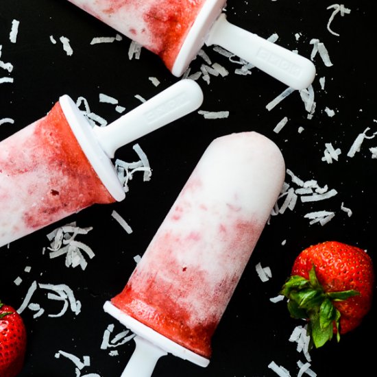 Strawberry Pina Colada Popsicles