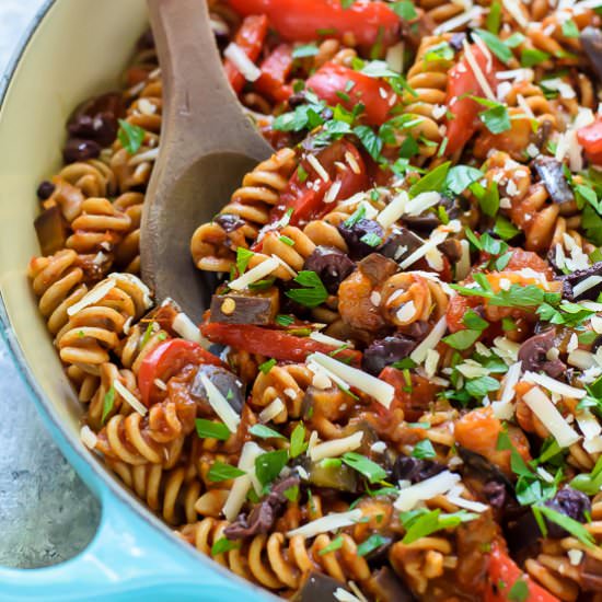 Eggplant Pasta with Peppers