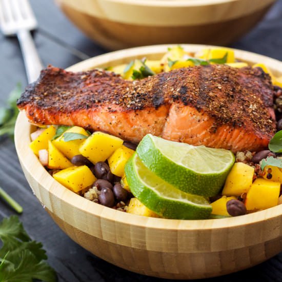 Caribbean Salmon Quinoa Bowls