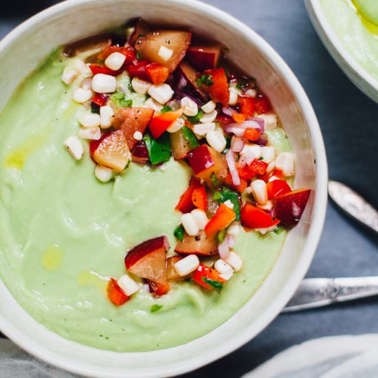 Avocado Soup with Plum Salsa