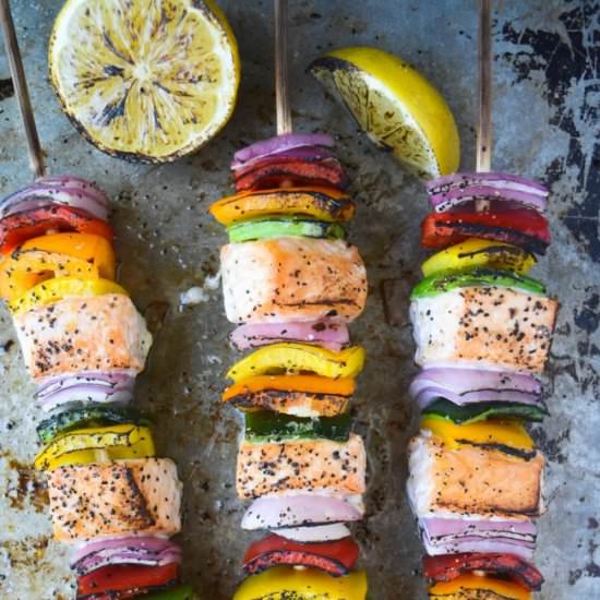 Rainbow Salmon Skewers