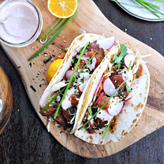 Mochiko Chicken Tacos with Umeboshi Mayo