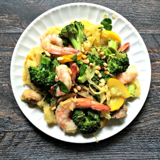 Spaghetti Squash Shrimp Primavera