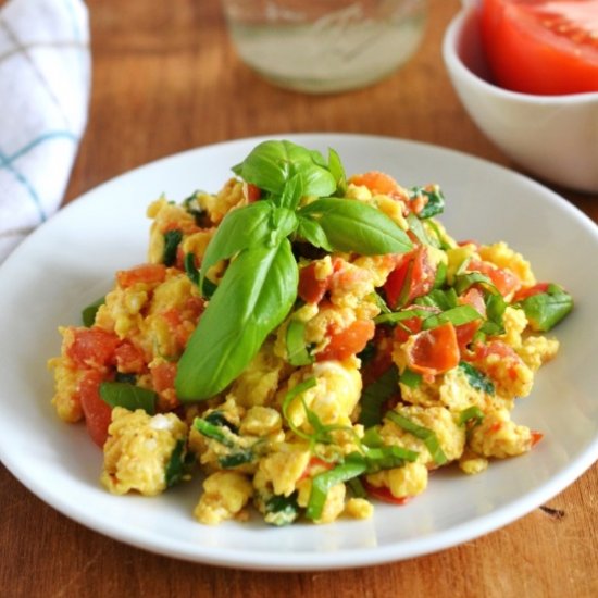 Tomato Basil Egg Scramble