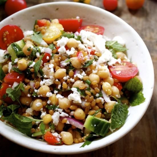 Greek Wheat Berry & Chickpea Salad