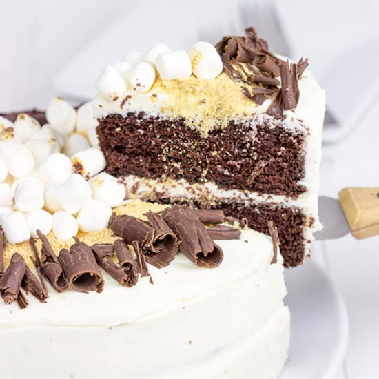 S’more Chocolate Marshmallow Cake