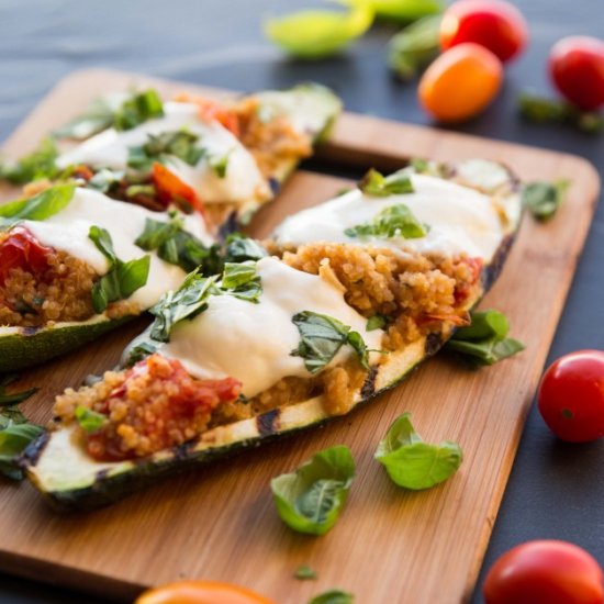 Caprese Quinoa Zucchini Boats