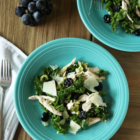 Chicken Kale Salad & Roasted Grapes