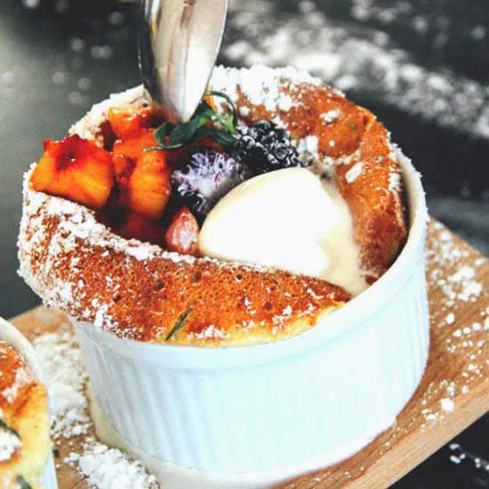 Peach Blackberry Tarragon Souffle