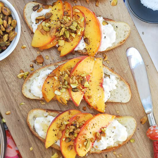 Peach & Burrata Crostini