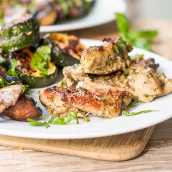 Broiled Pesto Chicken Thighs