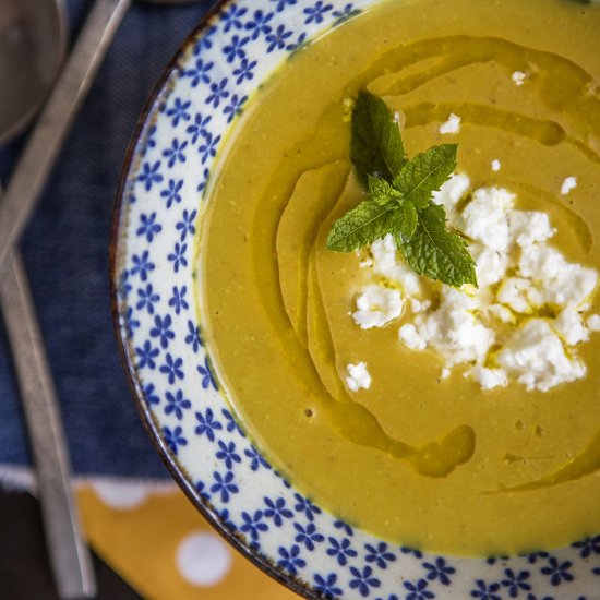 Red Lentil Soup with Sheep Feta Cheese