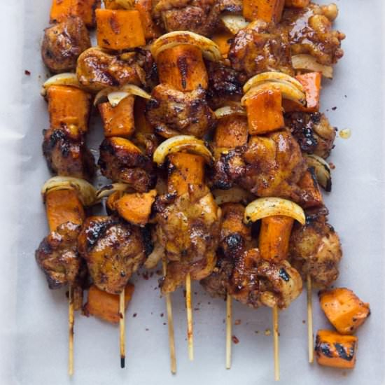 Spicy Honey Glazed Chicken Kebabs