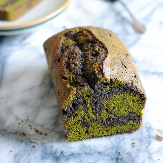 Matcha + Black Sesame Marble Cake