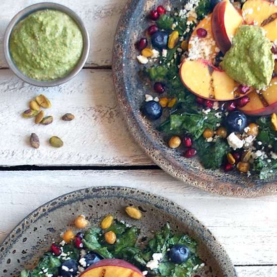 Grilled Peach & Pesto Summer Salad