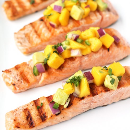 Grilled Salmon w/ Spicy Mango Salsa