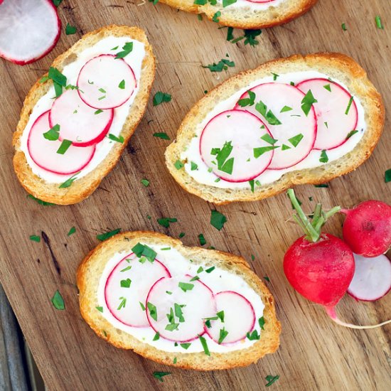 Radish & Ricotta Crostini