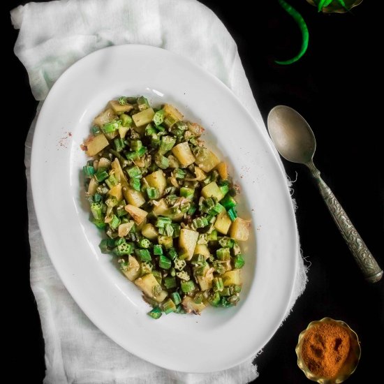 Okra-Potato Fry (Aloo Bhindi Bhaji)