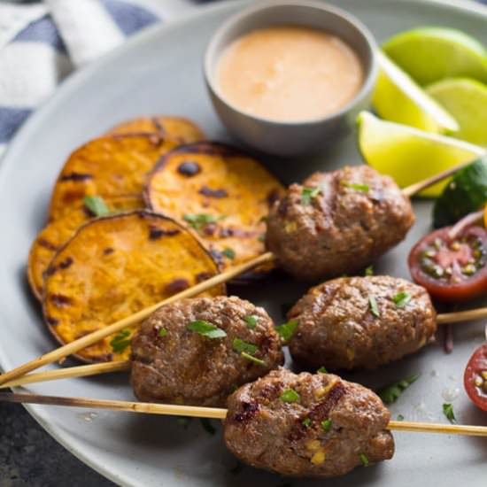 Thai Beef Koftas with Coconut Sauce