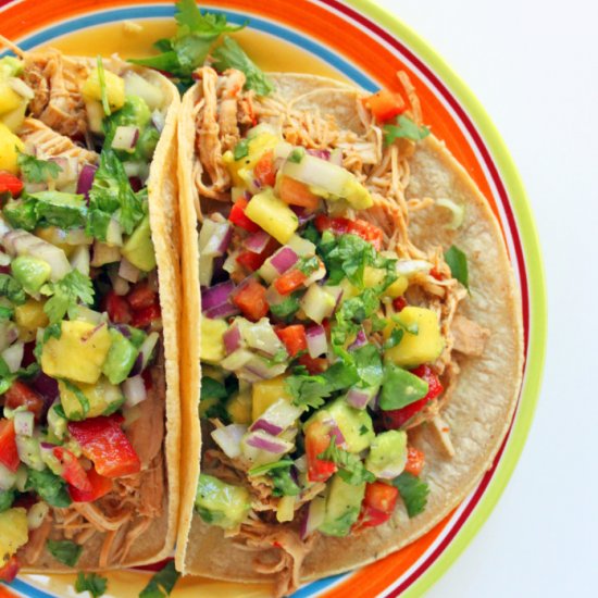 Slow Cooker Pineapple Chicken Tacos