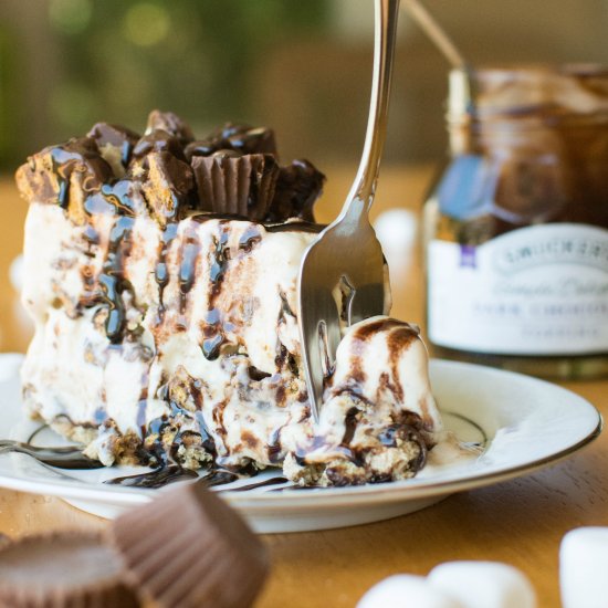 Peanut Butter Smores Ice Cream Cake