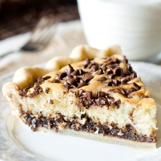 Chocolate Chip Funny Cake Pie