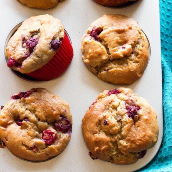 Gluten-free Raspberry Peach Muffins