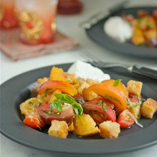 Tomato and Peach Panzanella