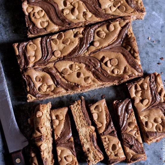 Nutella Swirled Peanut Butter Blondies