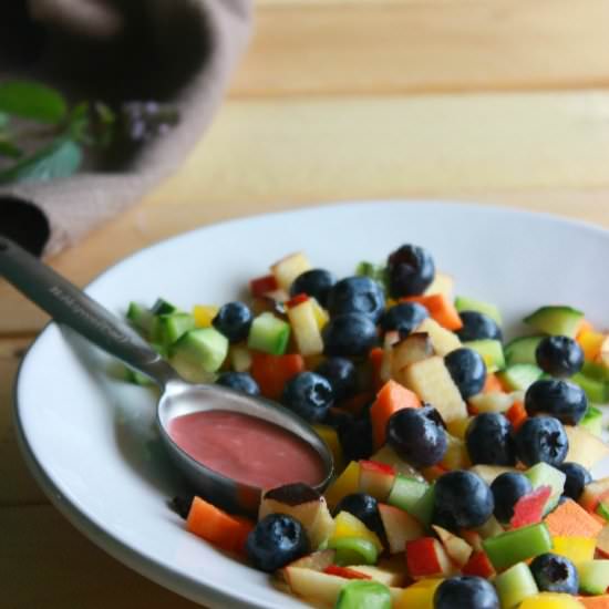 Rainbow Salad & Berry-mint dressing