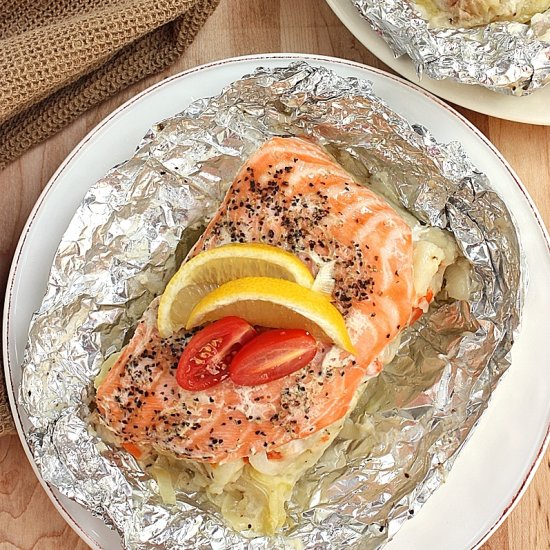 Japanese Baked Stuffed Salmon