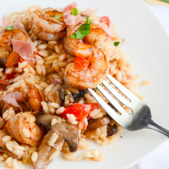 Mushroom Caprese Risotto