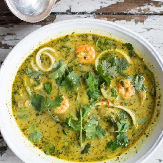 Thai Coconut Prawn Soup Courgetti