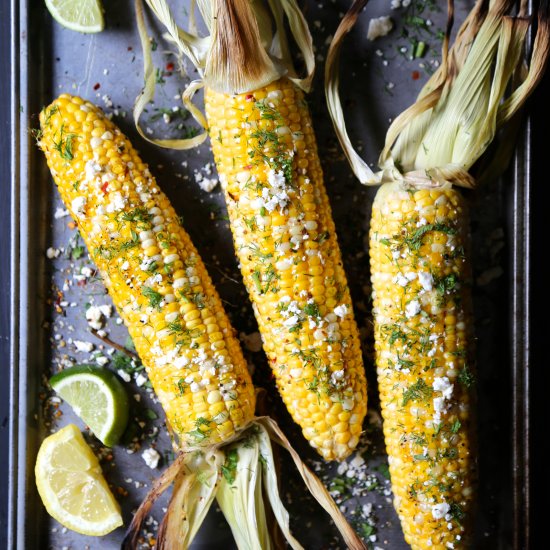 Grilled Shawarma Corn with Dill