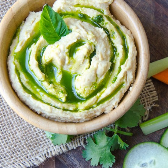 Hummus with basil-cilantro oil