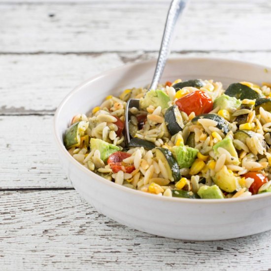 Orzo Salad with Roasted Summer Vegetables