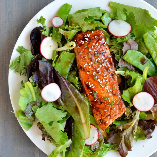 Honey Ginger Glazed Salmon Salad