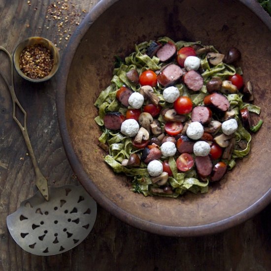 Garlic Fettucini with Goat Cheese