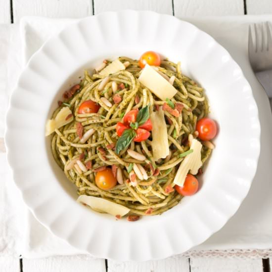 Asian Spicy Pesto Spaghetti