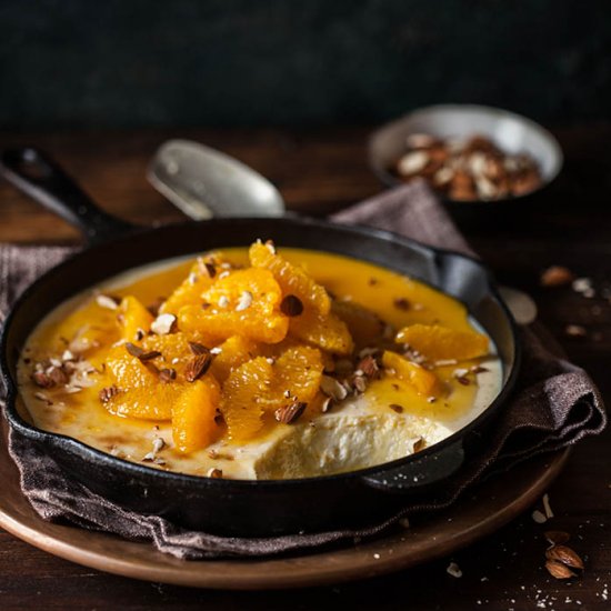 baked yoghurt with oranges