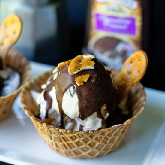 Chocolate Covered Pretzel Sundae