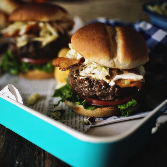 Cheddar Stuffed Apple Slaw Burger