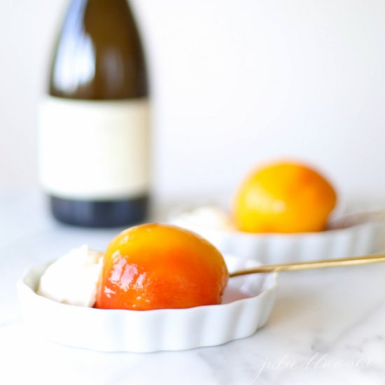 Poached Peaches & Mascarpone Cream